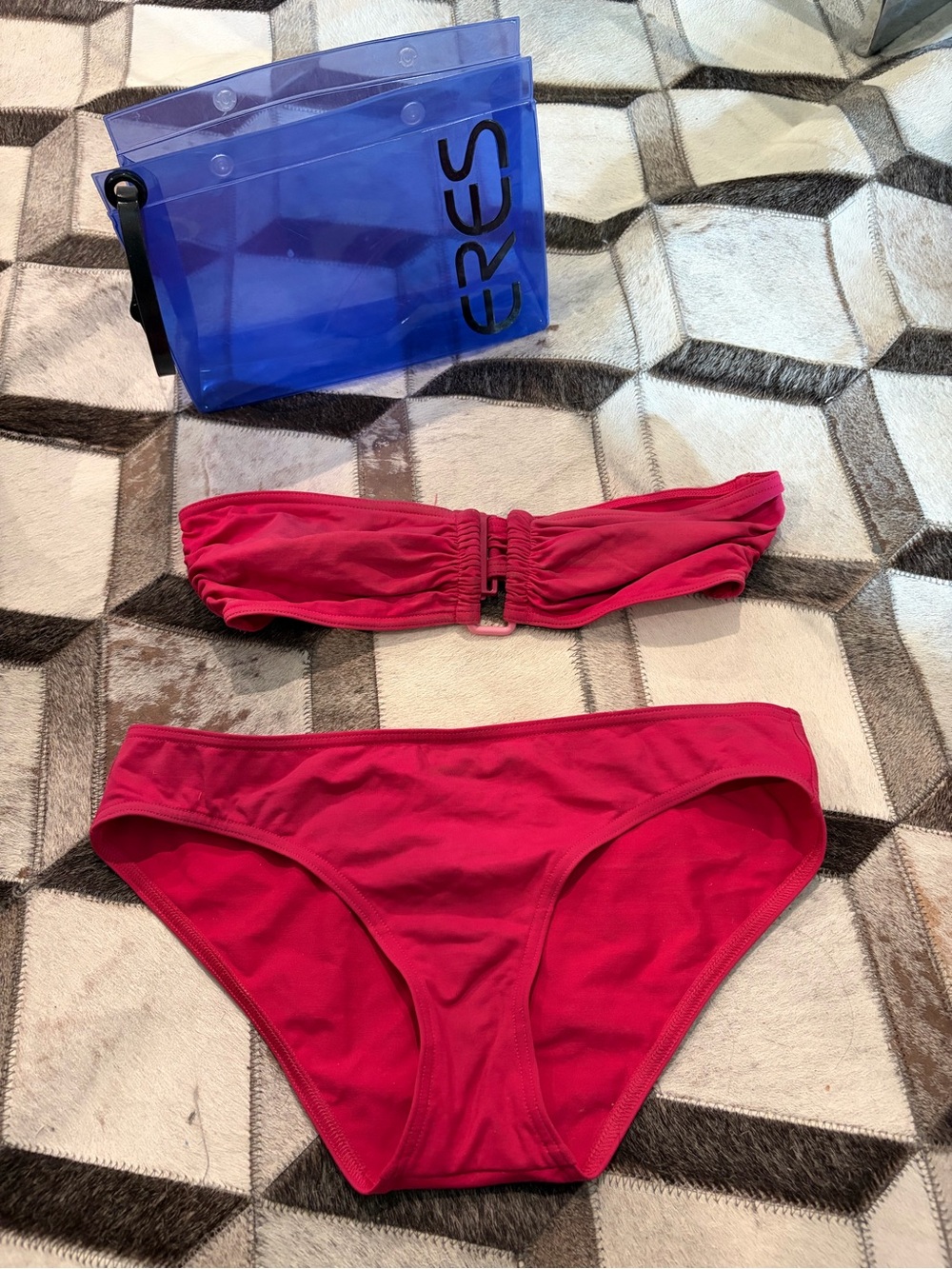 ERES Bandeau 2 pc Bikini Set in Bright Pink -6